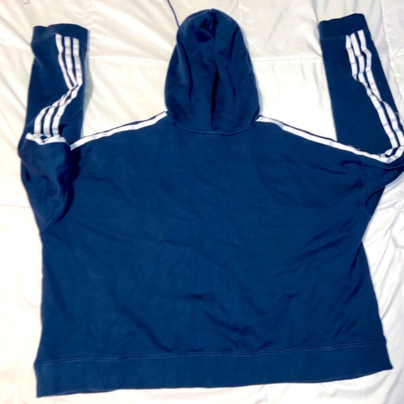 Blue Adidas Cropped Hoodie Size XL - Picture 3 of 4